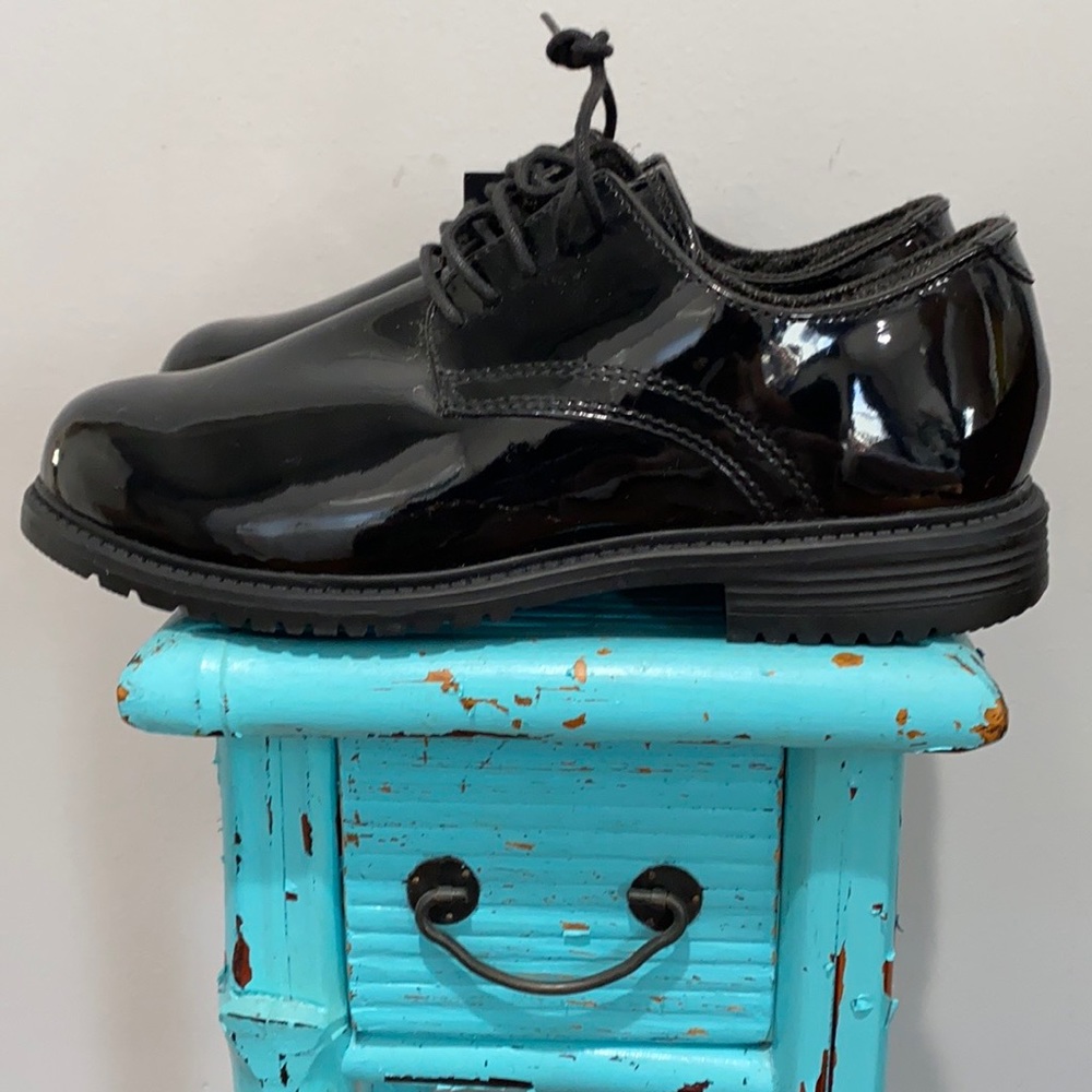 NEW LawPro High Gloss Oxfords Lace Up Ortholite Black Size 7.5